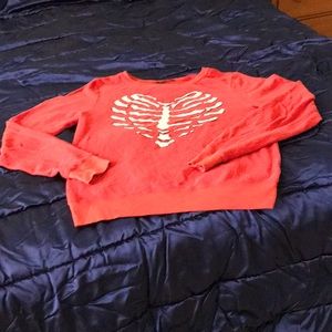Wildfox Skeleton Crewneck Sweatshirt - red/size medium